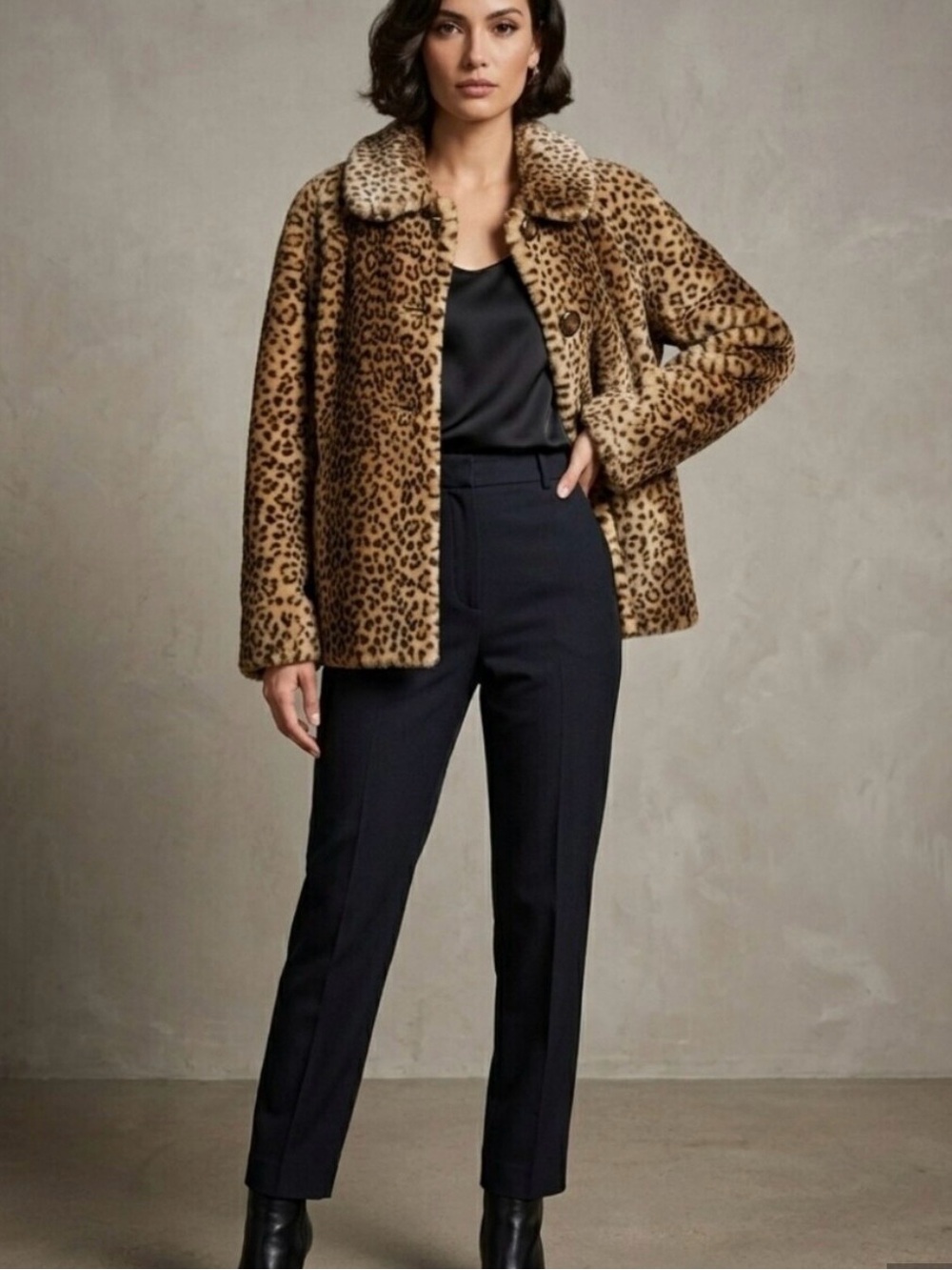 Vintage J Percy leopard coat EUC s faux fur